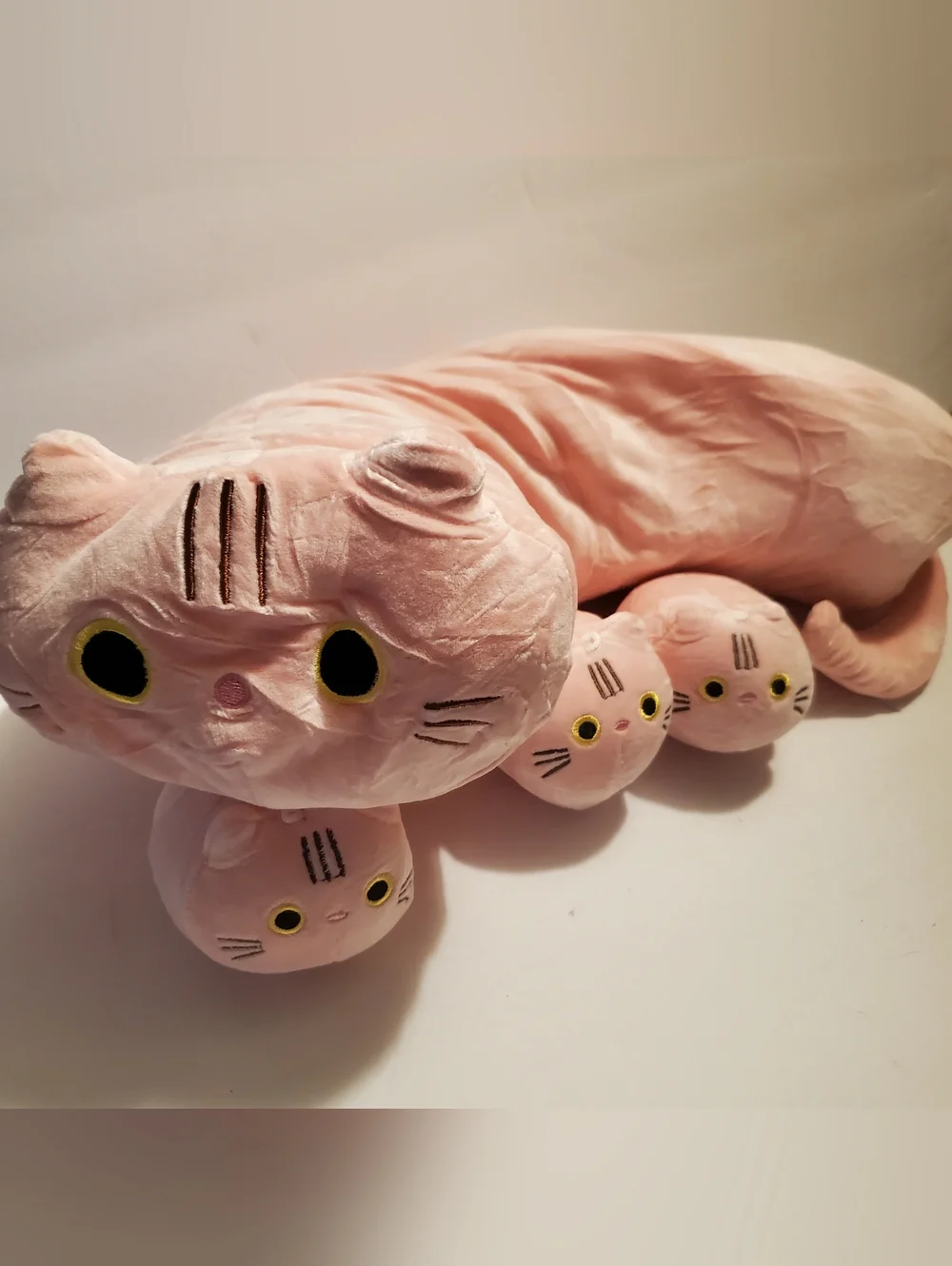Pink Cat Plush Stuffed Animal with Kittens Collectible Animation Merchandise